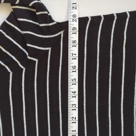 Talbots Striped Rayon Blend Top Large Petite Black White Stripes - Picture 13 of 16